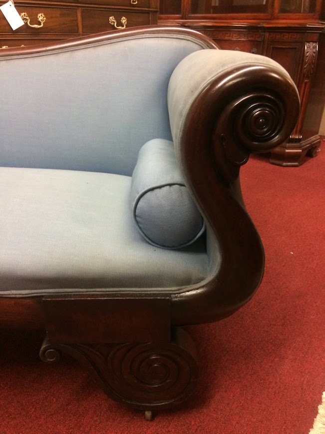 Antique Empire Settee, Mahogany Frame Settee - Image 5