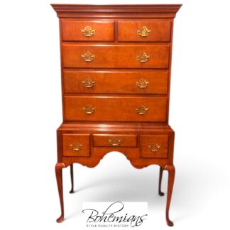 Tiger Maple Queen Anne Highboy, Baker Furniture
