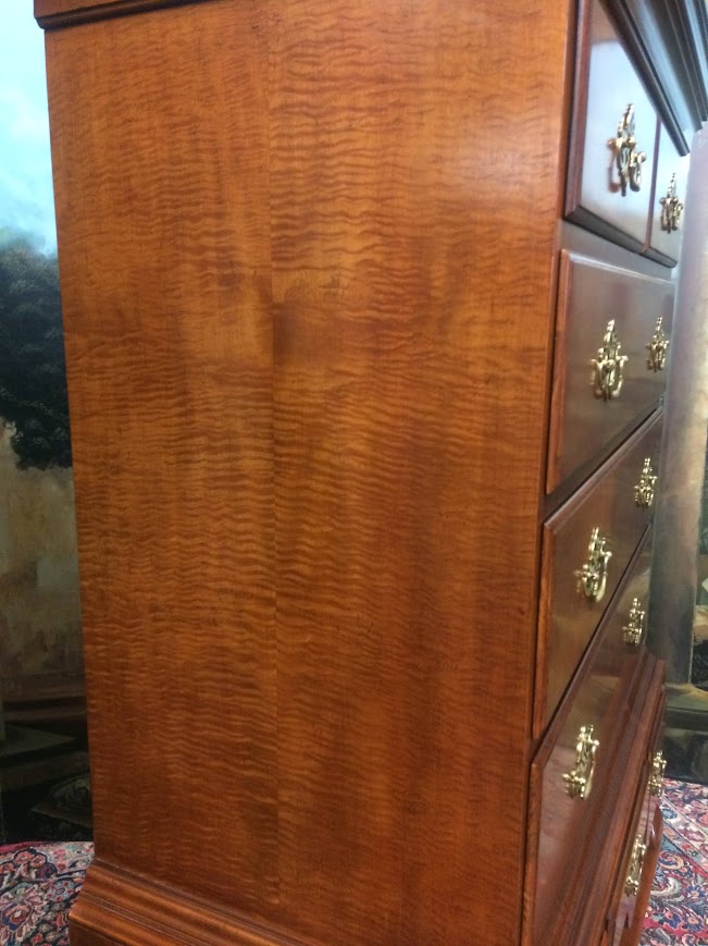 Tiger Maple Queen Anne Highboy, Baker Furniture - Image 12