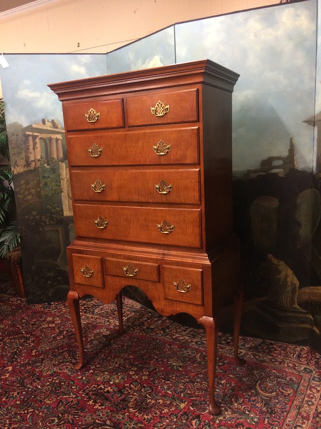 Tiger Maple Queen Anne Highboy, Baker Furniture - Image 5