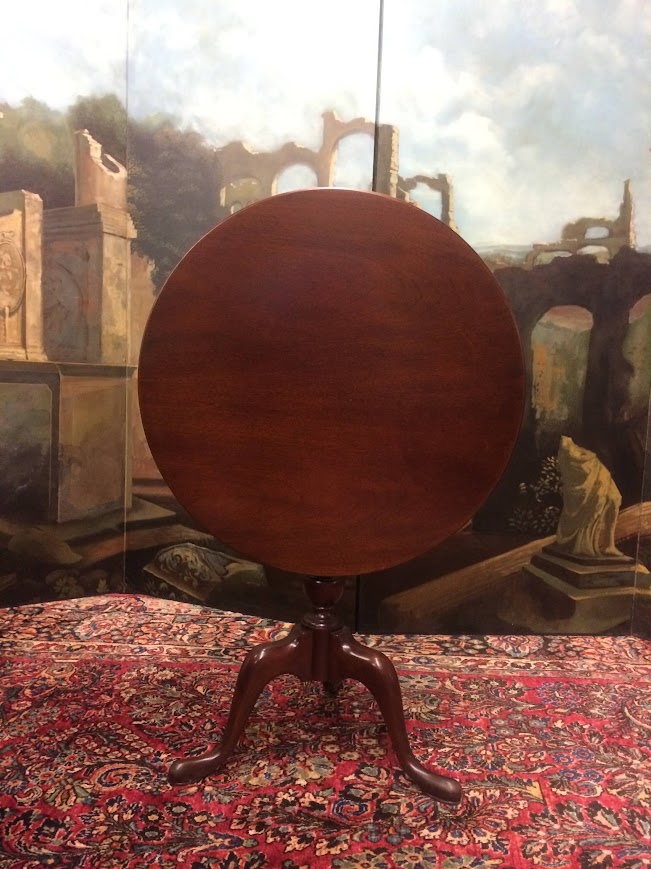 Vintage Tilt Top Table, Mahogany Round Accent Table - Image 3