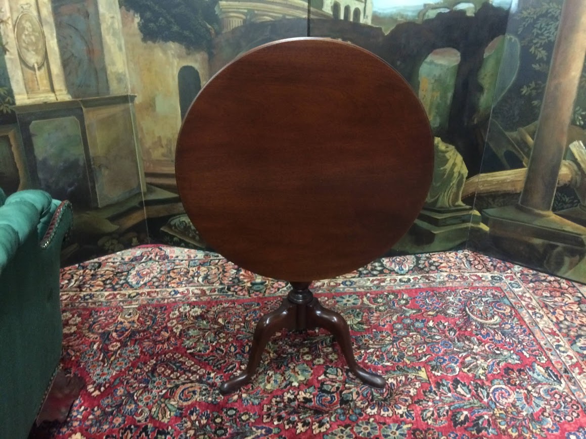 Vintage Tilt Top Table, Mahogany Round Accent Table - Image 4