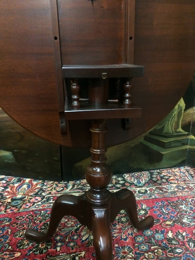 Vintage Tilt Top Table, Mahogany Round Accent Table - Image 9