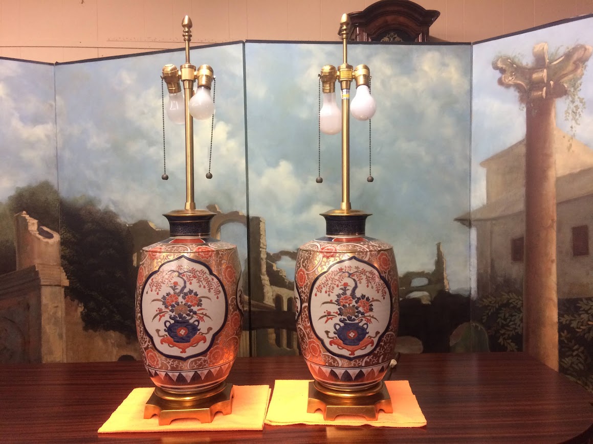 Vintage Marbro Lamps, Imari Style Lamps, The Pair - Image 2