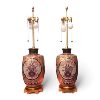Vintage Marbro Lamps, Imari Style Lamps, The Pair