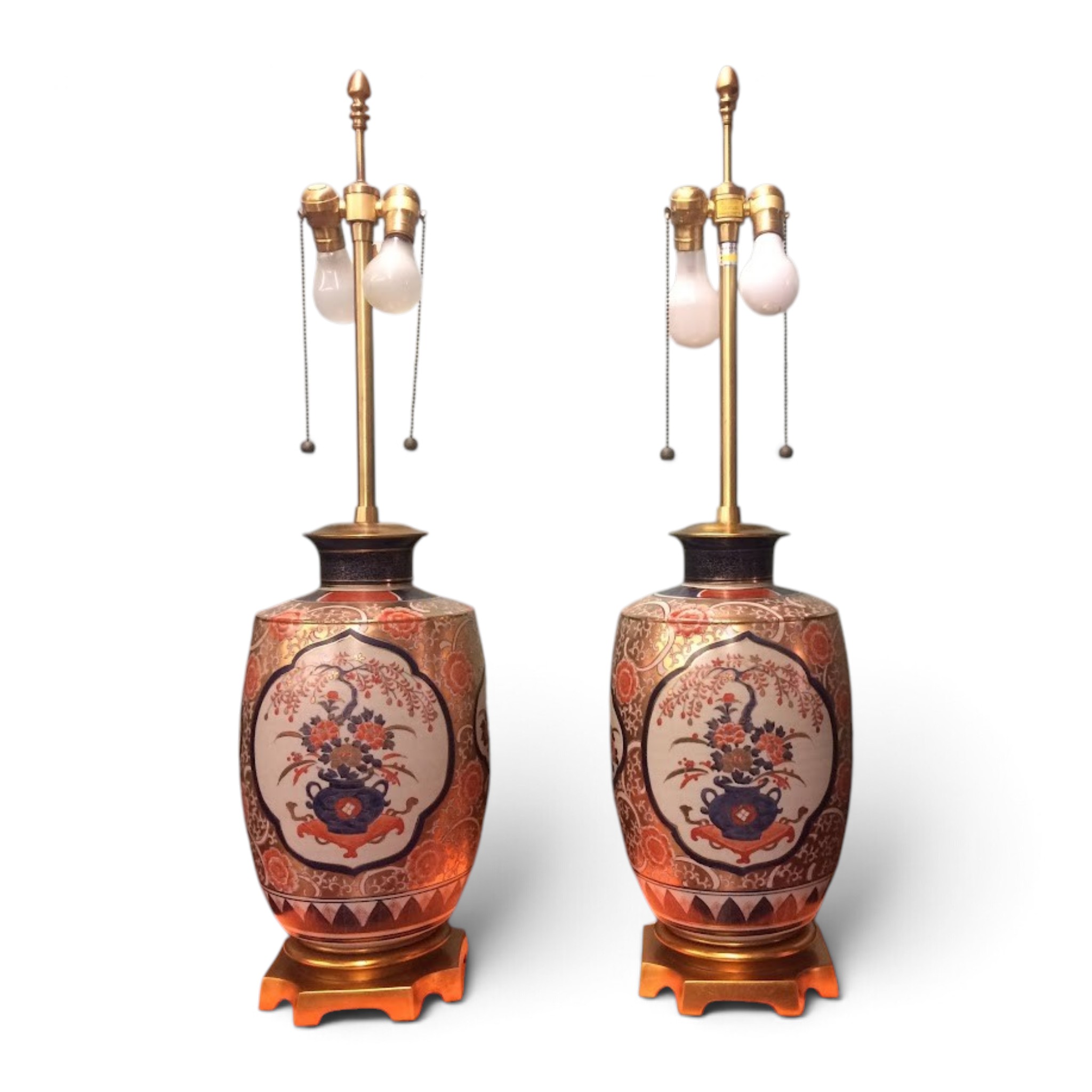 Vintage Marbro Lamps, Imari Style Lamps, The Pair