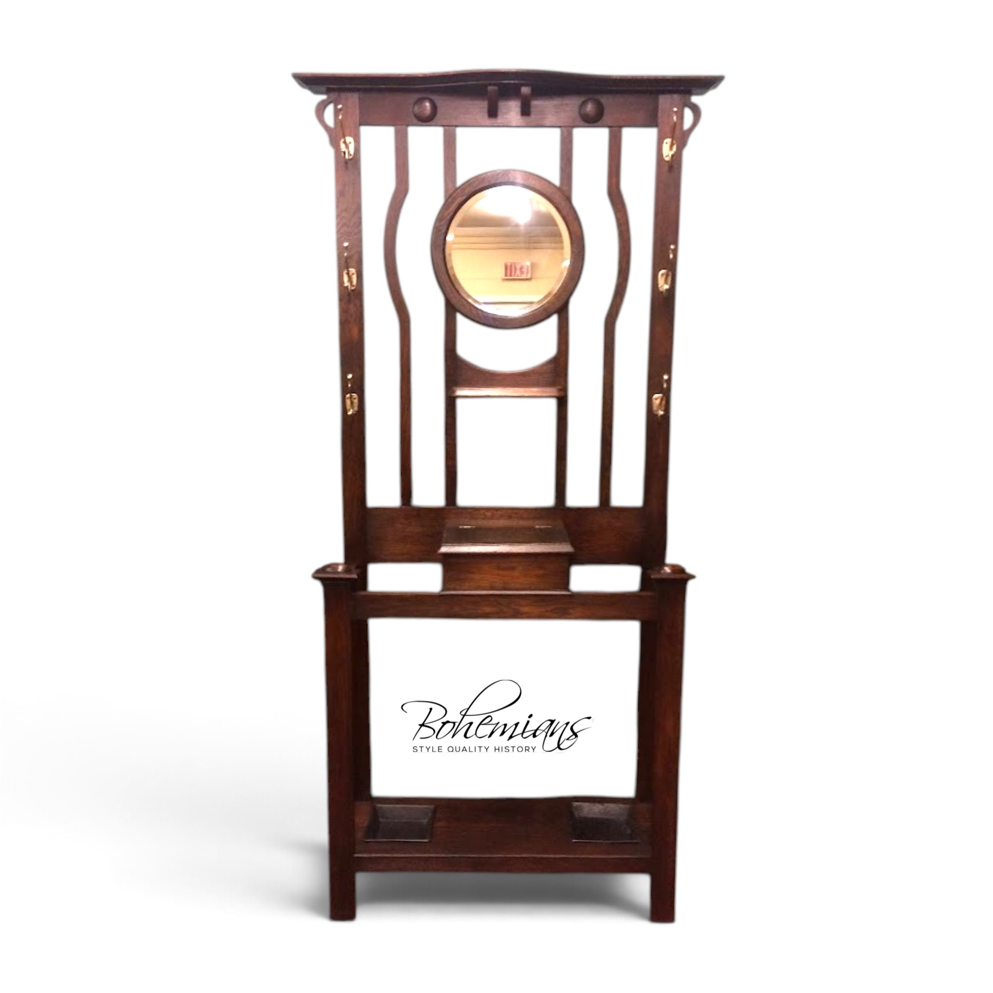 Antique Hall Tree, Mission Style Hat Rack