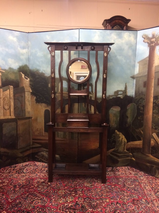 Antique Hall Tree, Mission Style Hat Rack - Image 4