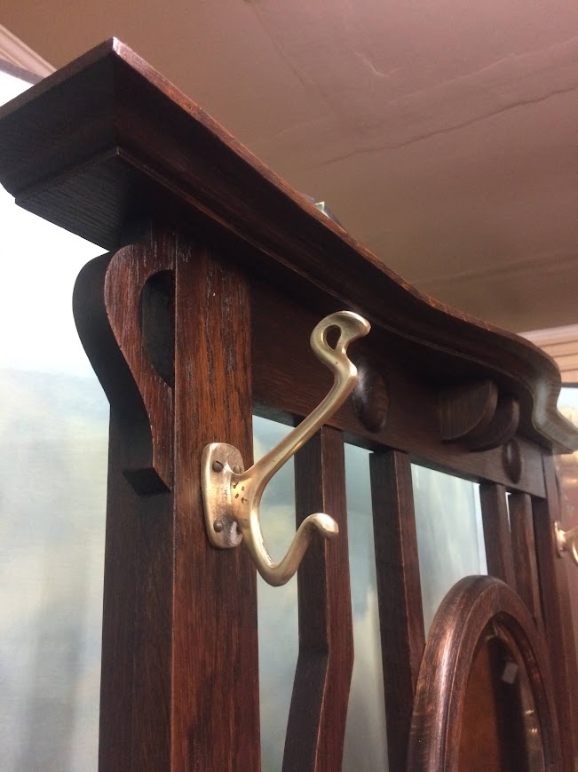Antique Hall Tree, Mission Style Hat Rack - Image 8