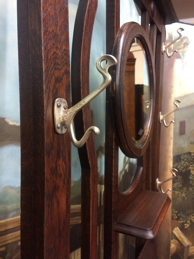 Antique Hall Tree, Mission Style Hat Rack - Image 9