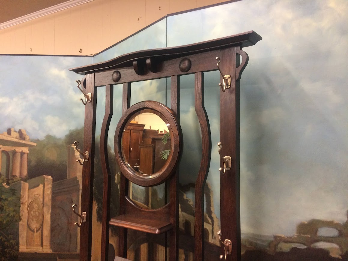 Antique Hall Tree, Mission Style Hat Rack - Image 11