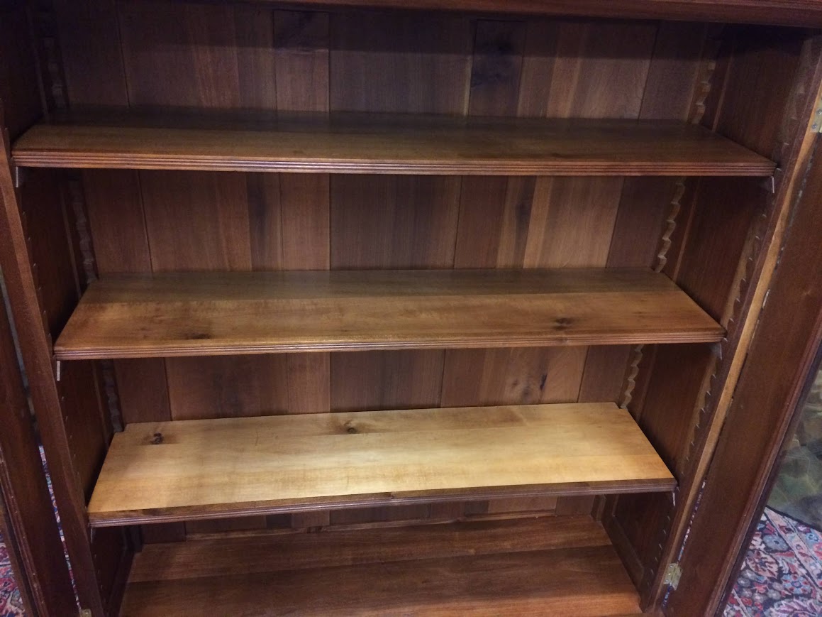 Antique Victorian Bookcase, Walnut Bookshelf with Glass Doors - Image 11