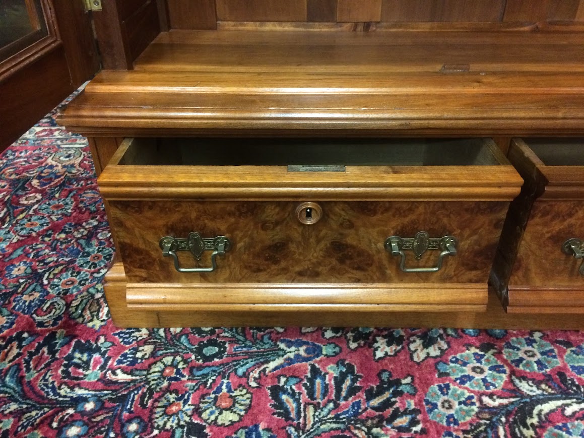 Antique Victorian Bookcase, Walnut Bookshelf with Glass Doors - Image 14