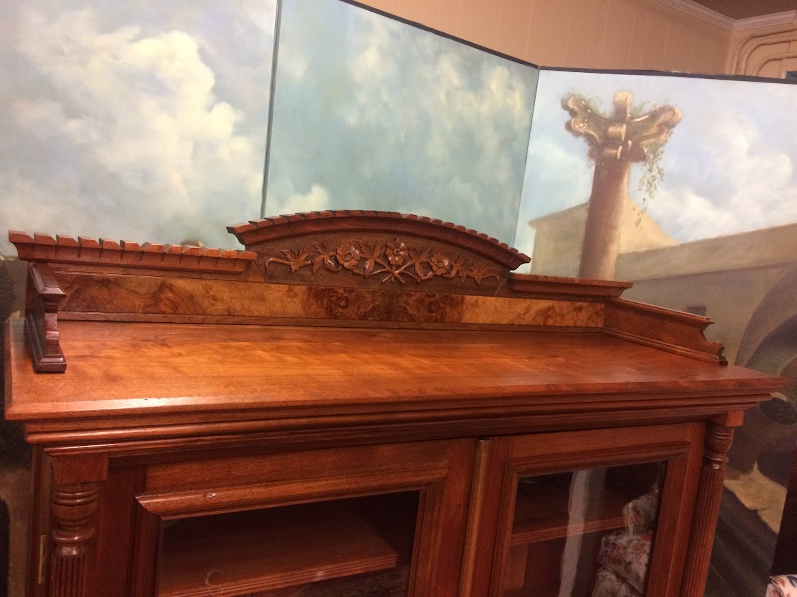 Antique Victorian Bookcase, Walnut Bookshelf with Glass Doors - Image 5