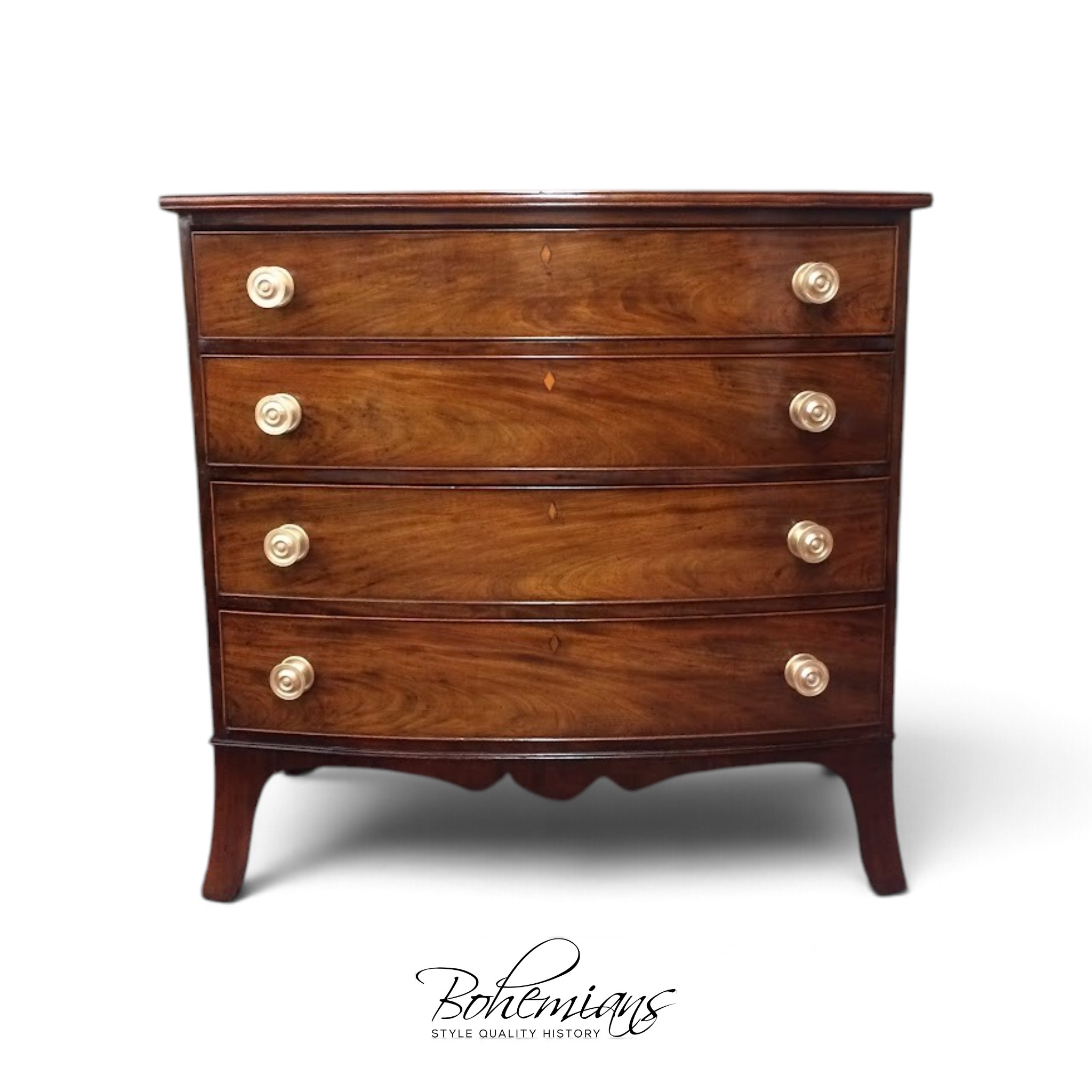 Antique Bowfront Chest, Mahogany Chest of Drawers