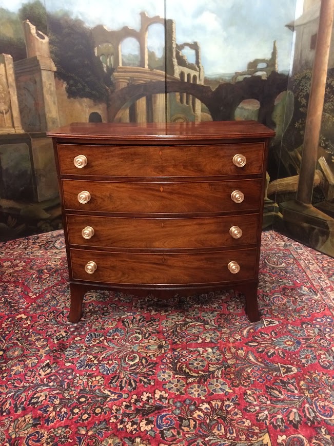 Antique Bowfront Chest, Mahogany Chest of Drawers - Image 3