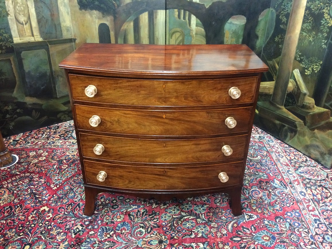 Antique Bowfront Chest, Mahogany Chest of Drawers - Image 4