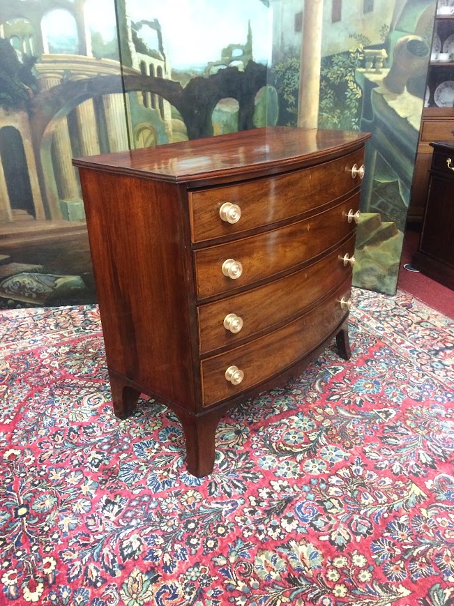 Antique Bowfront Chest, Mahogany Chest of Drawers - Image 5