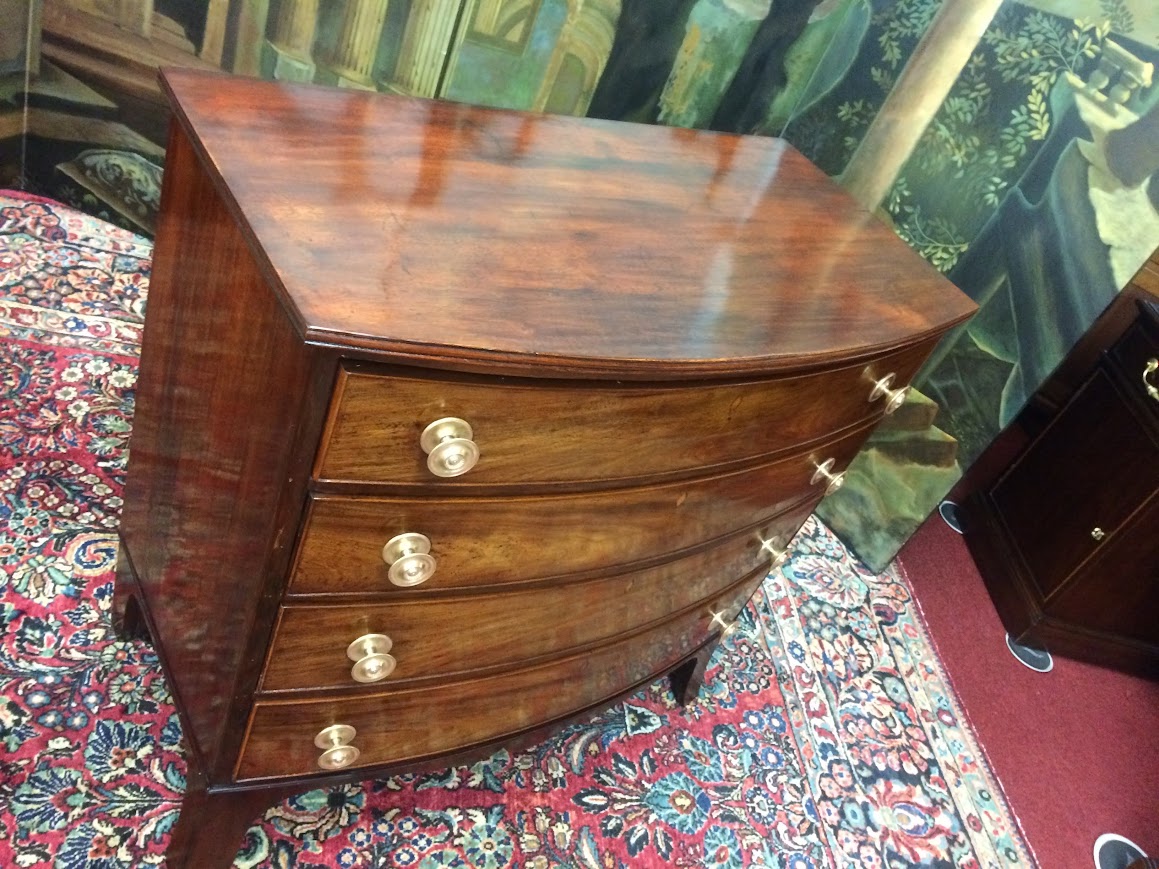 Antique Bowfront Chest, Mahogany Chest of Drawers - Image 6