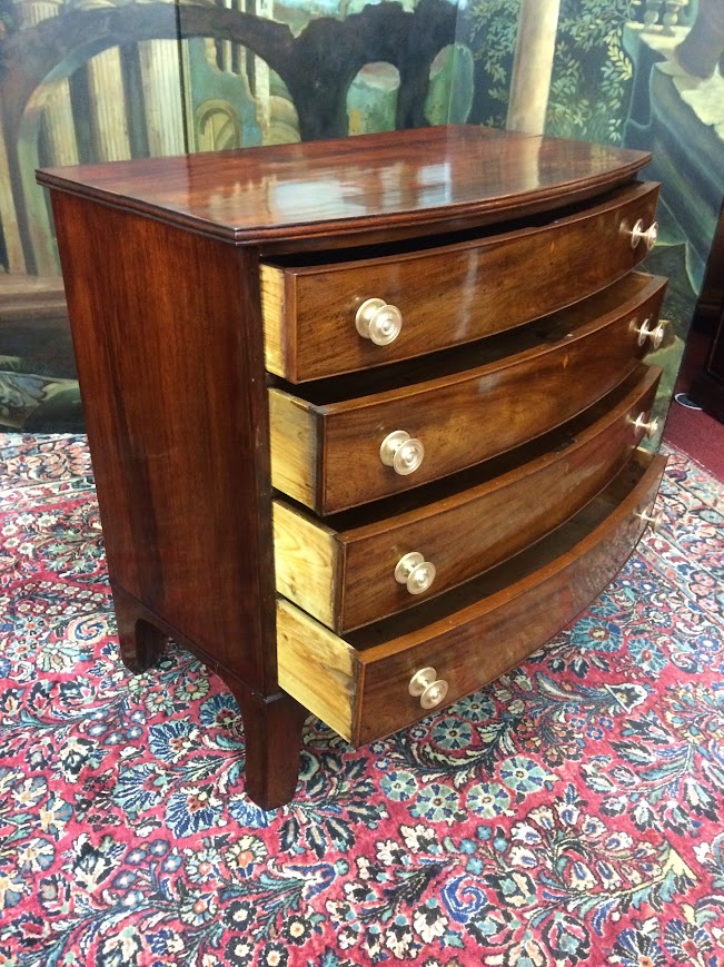 Antique Bowfront Chest, Mahogany Chest of Drawers - Image 8