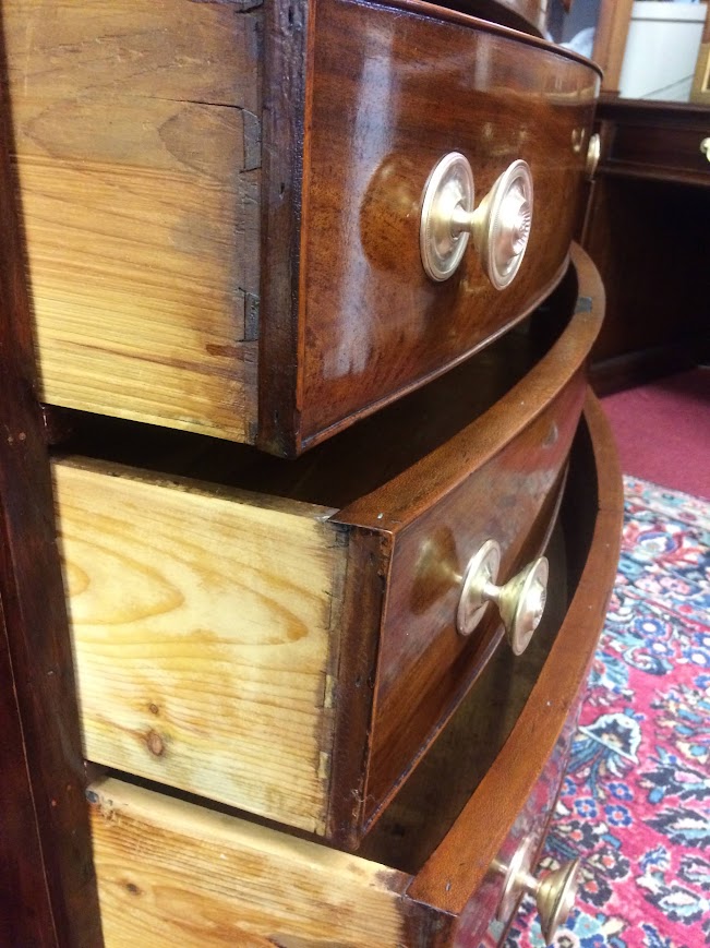 Antique Bowfront Chest, Mahogany Chest of Drawers - Image 9