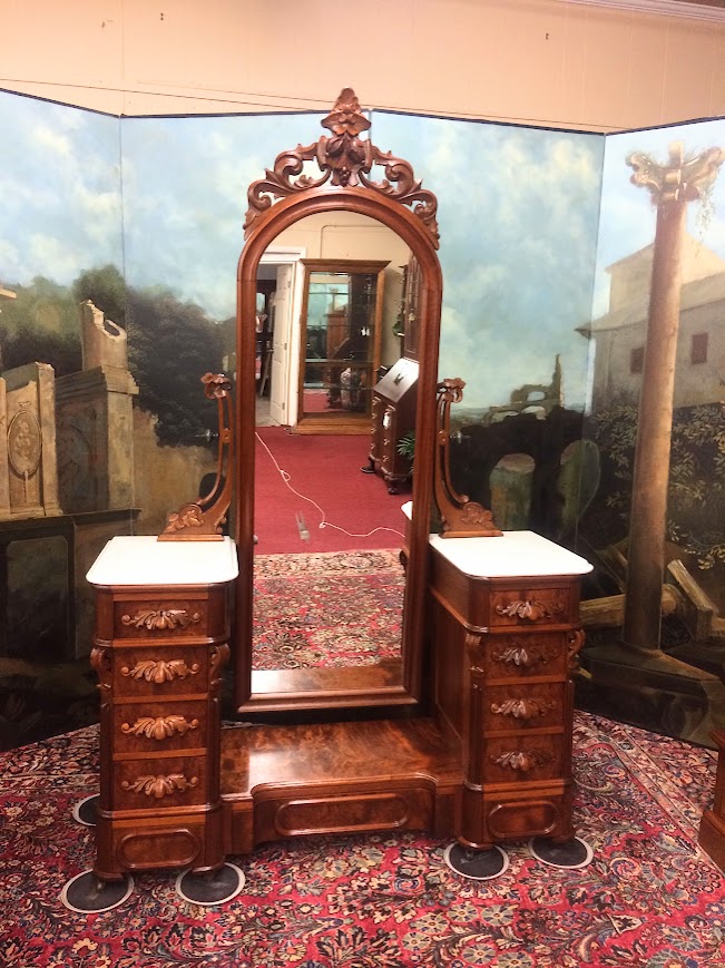 Antique Dressing Mirror, Victorian Dresser with Tall Mirror - Image 2