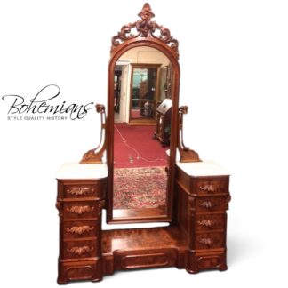 Antique Dressing Mirror, Victorian Dresser with Tall Mirror