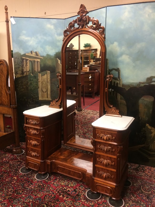 Antique Dressing Mirror, Victorian Dresser with Tall Mirror - Image 3
