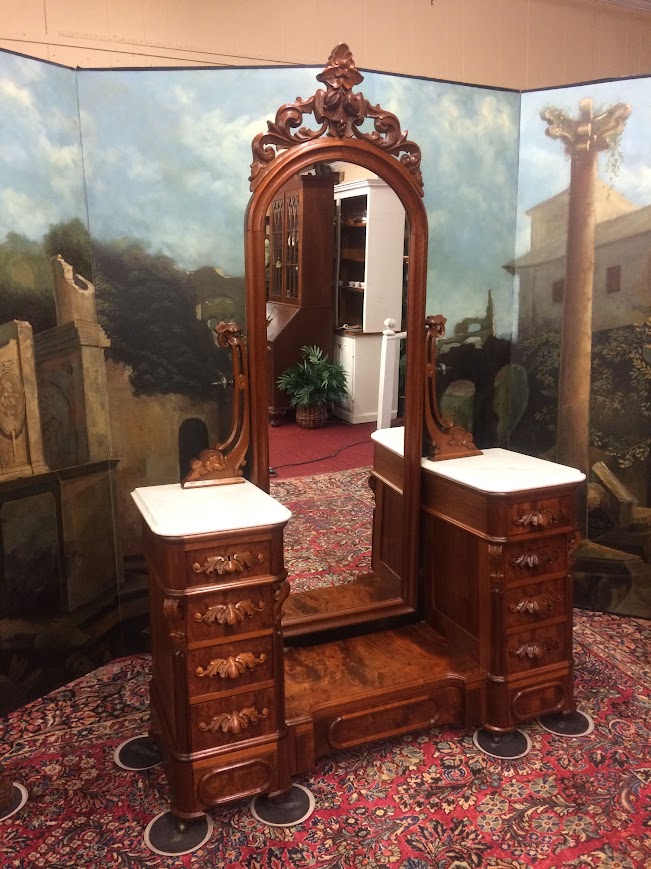 Antique Dressing Mirror, Victorian Dresser with Tall Mirror - Image 7