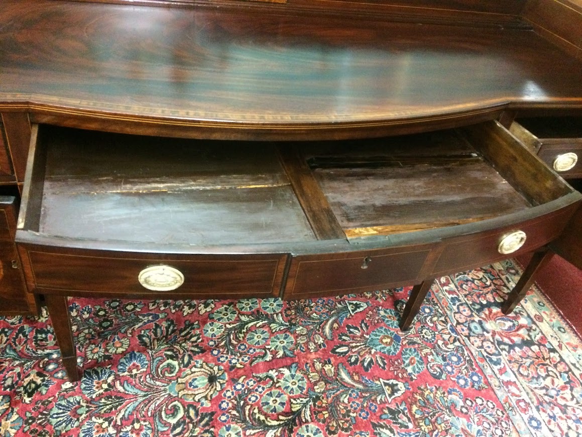 Antique Federal Sideboard, Mahogany Inlaid Buffet - Image 14