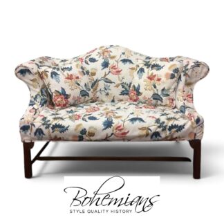 Vintage Slipcovered Settee, Camel Back Loveseat