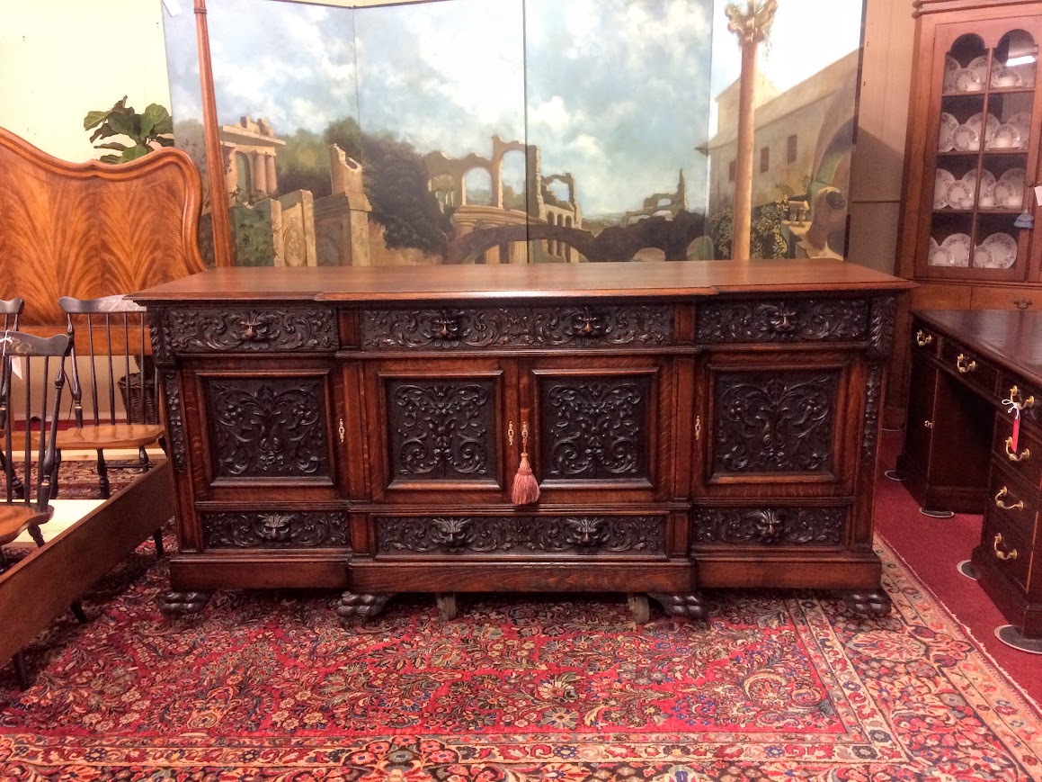 Monumental Antique Oak Buffet, Victorian Carved Sideboard - Image 2