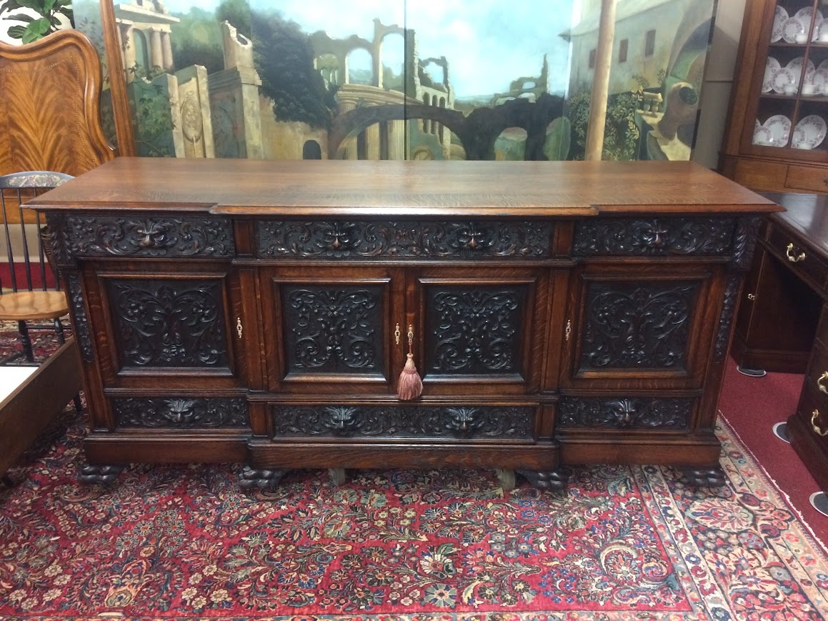 Monumental Antique Oak Buffet, Victorian Carved Sideboard - Image 3