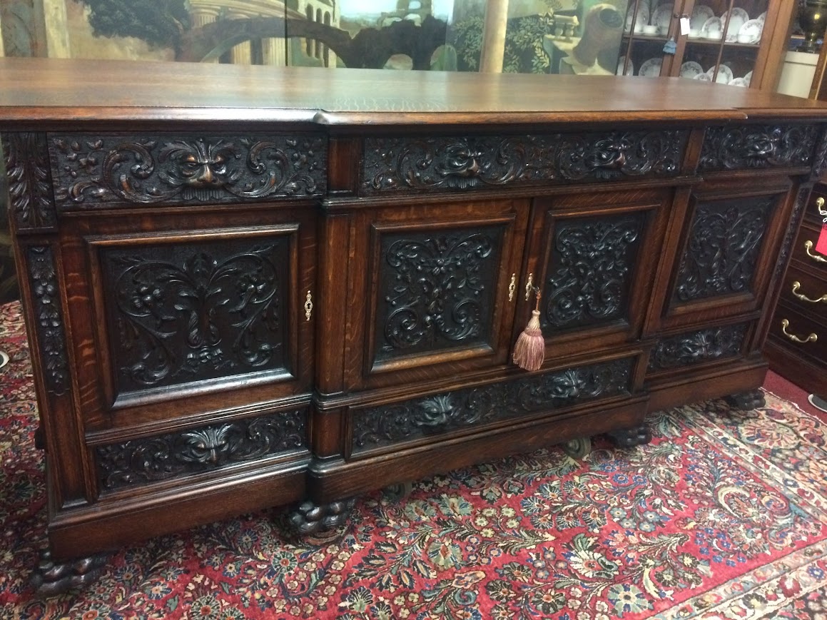 Monumental Antique Oak Buffet, Victorian Carved Sideboard - Image 4