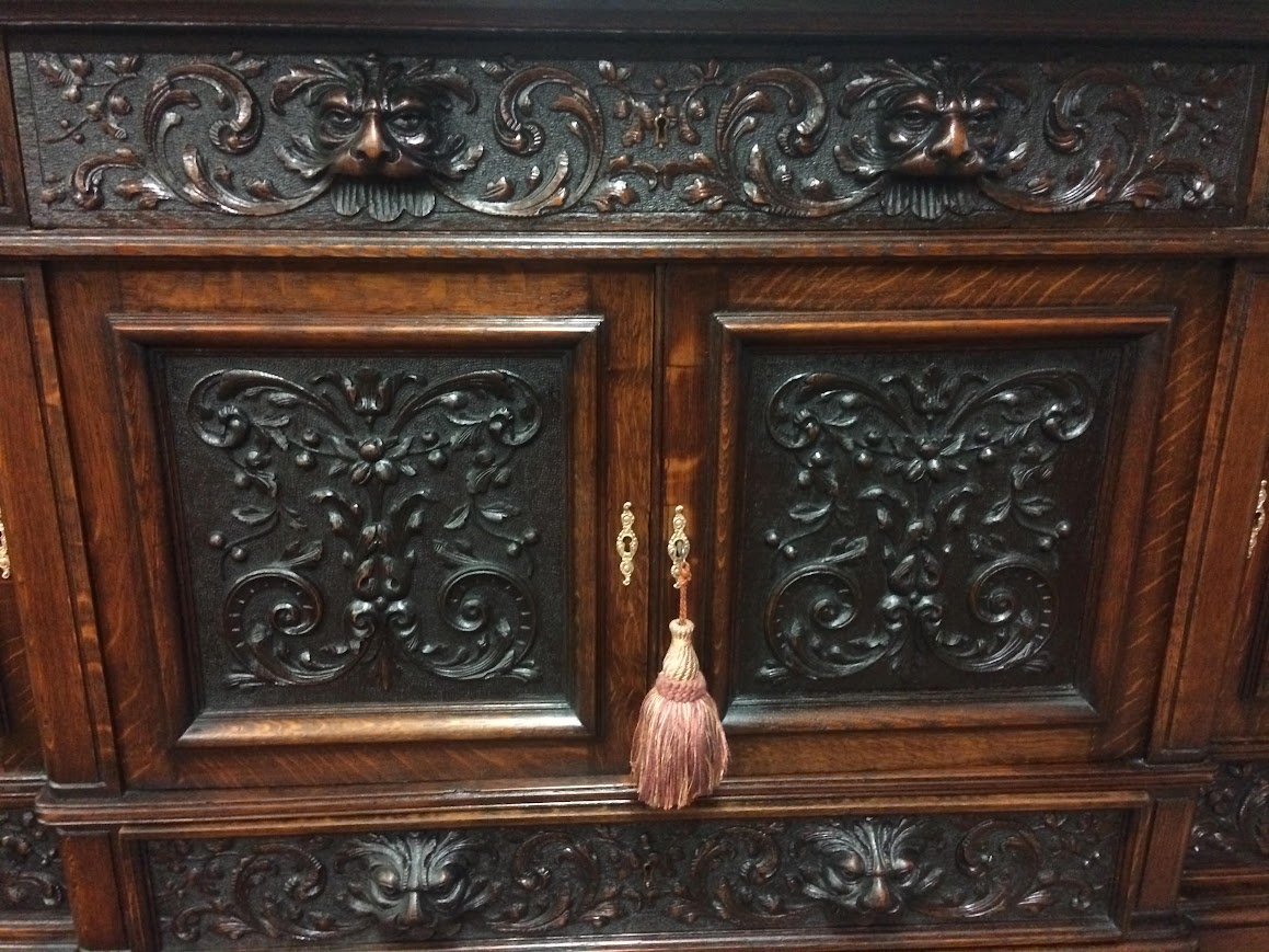 Monumental Antique Oak Buffet, Victorian Carved Sideboard - Image 6