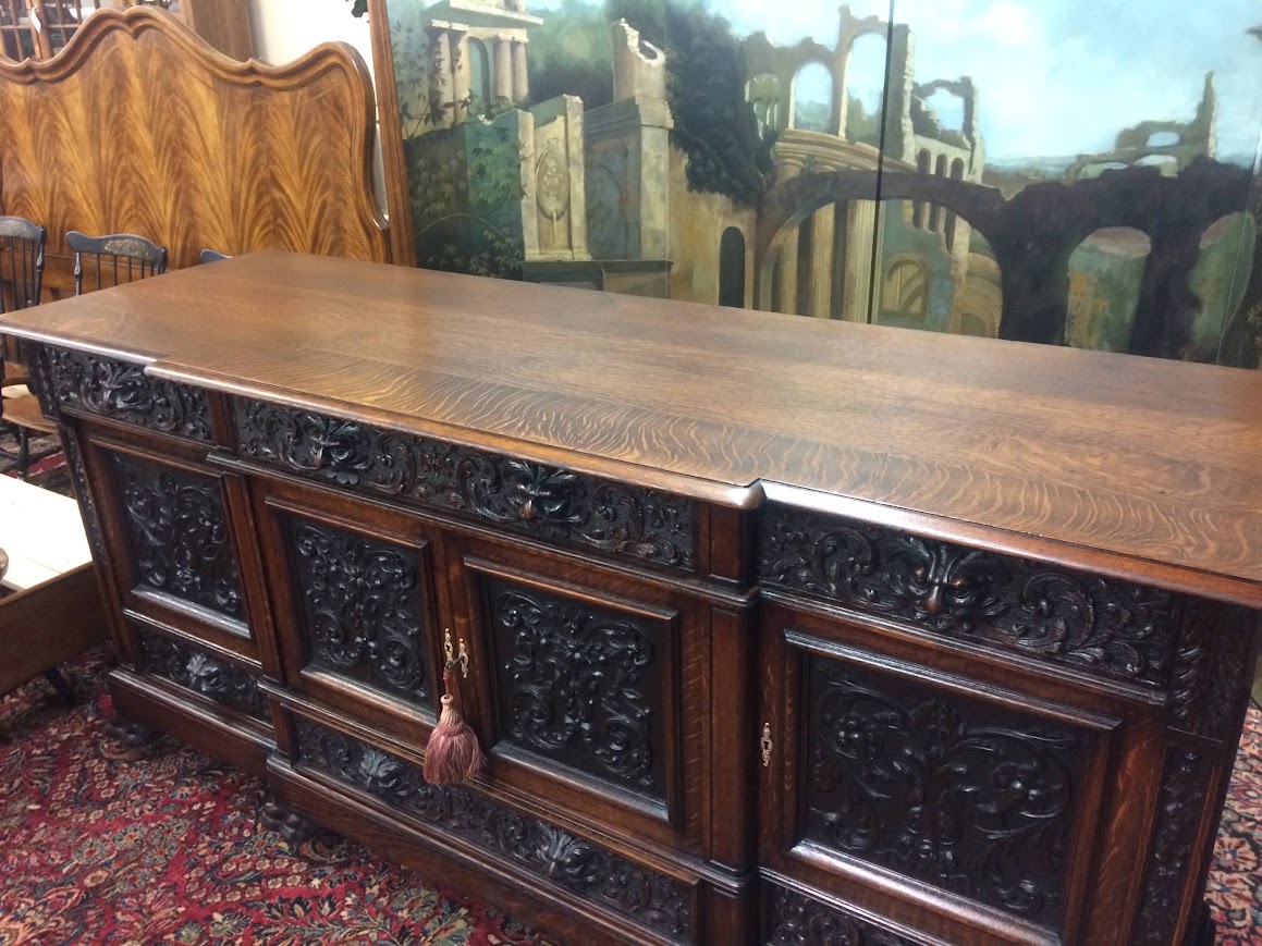 Monumental Antique Oak Buffet, Victorian Carved Sideboard - Image 7