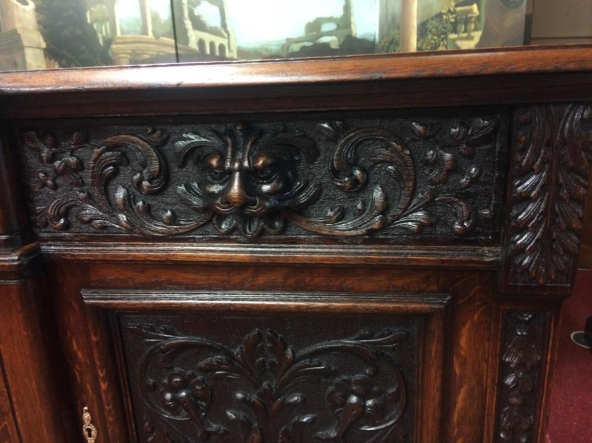 Monumental Antique Oak Buffet, Victorian Carved Sideboard - Image 8