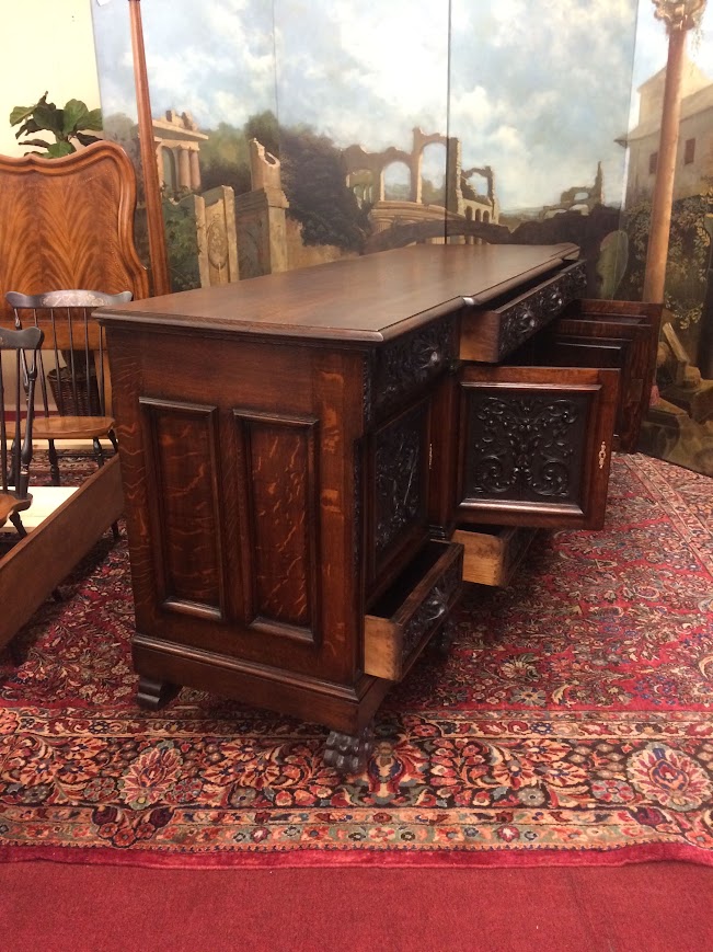 Monumental Antique Oak Buffet, Victorian Carved Sideboard - Image 10