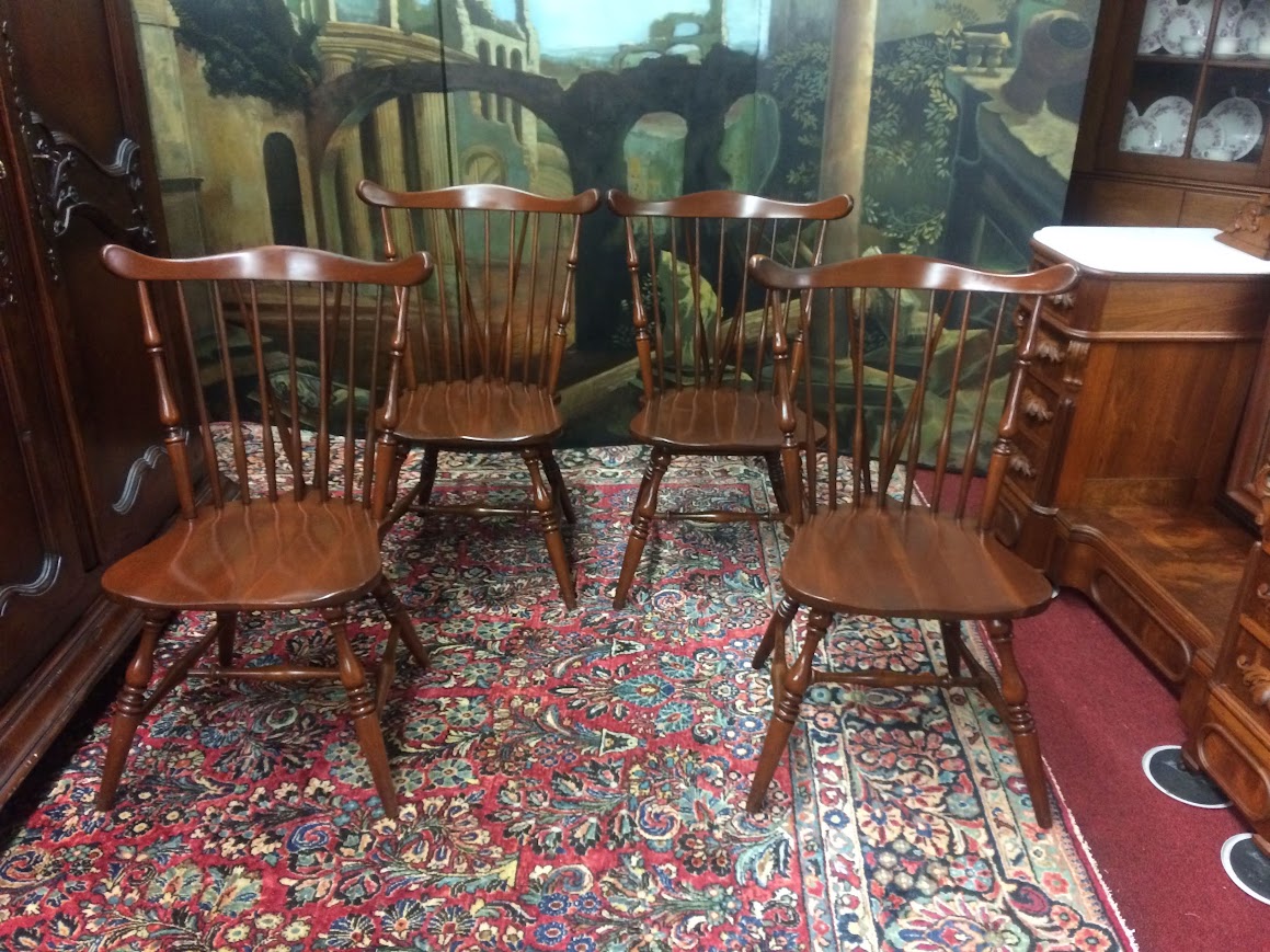 Vintage Windsor Chairs, Cherry Dining Chairs, Set of Four - Image 3