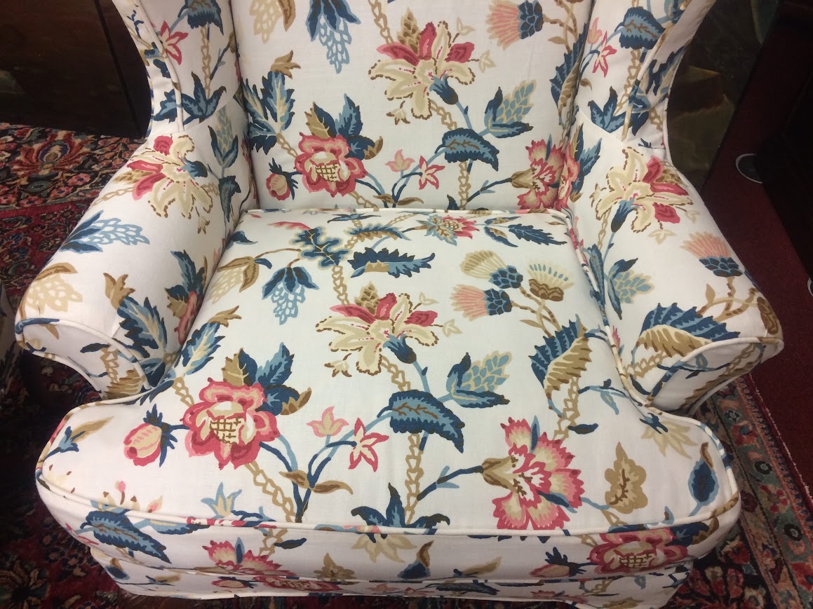 Vintage Wing Back Chairs, Slipcovered Chairs, Mismatched Pair - Image 11