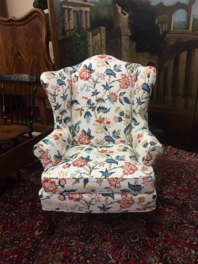 Vintage Wing Back Chairs, Slipcovered Chairs, Mismatched Pair - Image 2