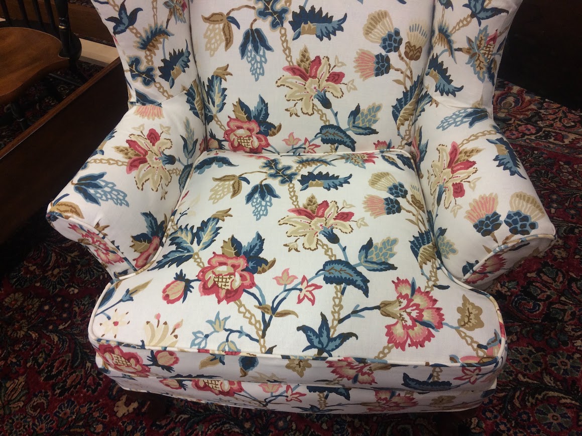 Vintage Wing Back Chairs, Slipcovered Chairs, Mismatched Pair - Image 3
