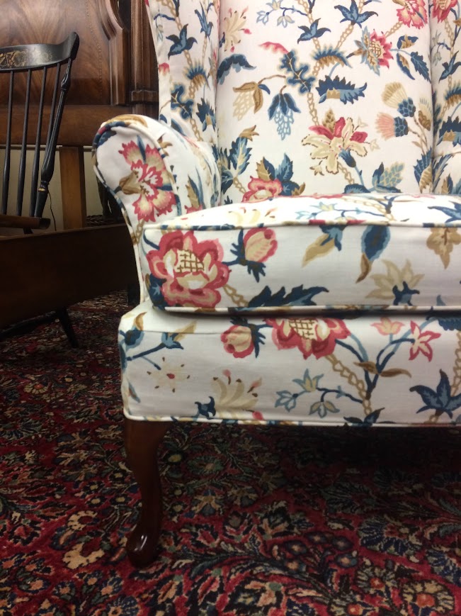 Vintage Wing Back Chairs, Slipcovered Chairs, Mismatched Pair - Image 4