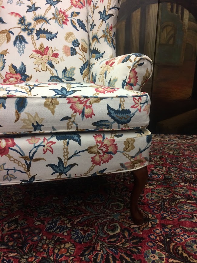 Vintage Wing Back Chairs, Slipcovered Chairs, Mismatched Pair - Image 5