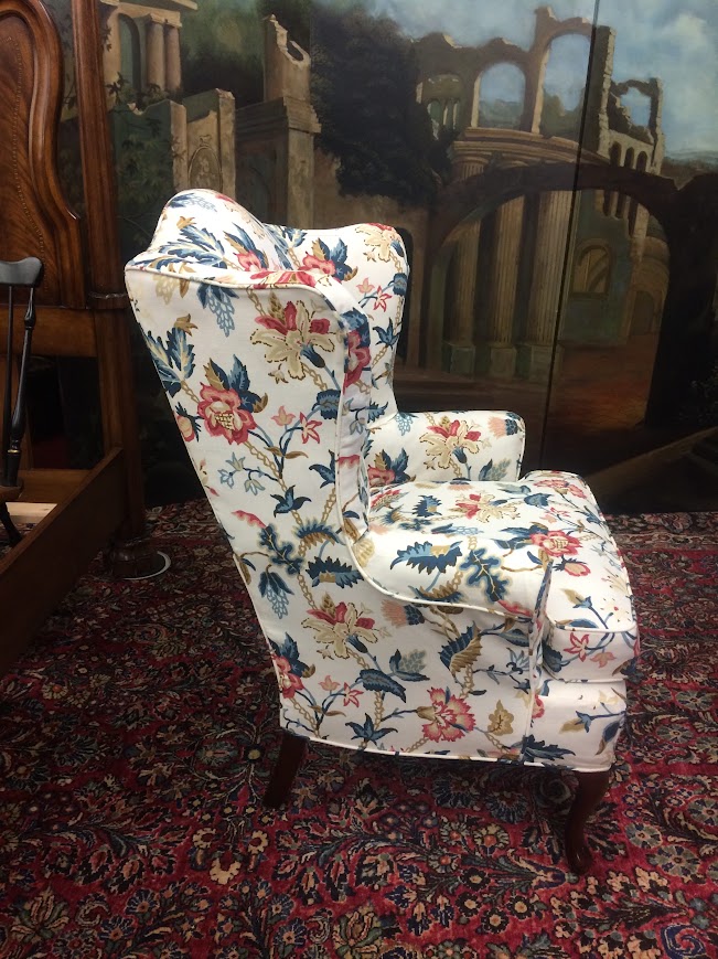 Vintage Wing Back Chairs, Slipcovered Chairs, Mismatched Pair - Image 6