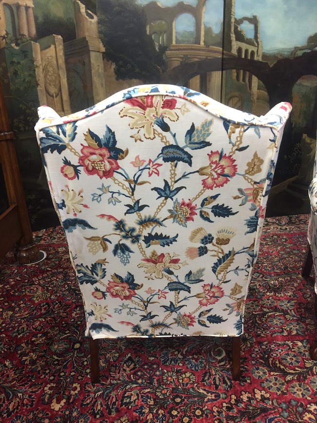 Vintage Wing Back Chairs, Slipcovered Chairs, Mismatched Pair - Image 7
