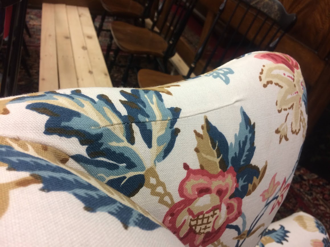 Vintage Wing Back Chairs, Slipcovered Chairs, Mismatched Pair - Image 8